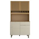 Ver imagem 1 de Cozinha Compacta Luz 1 Gaveta 4 Portas 100% Mdf Amêndoa/off White - Panorama Móveis