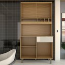Ver imagem 6 de Cozinha Compacta Luz 1 Gaveta 4 Portas 100% Mdf Amêndoa/off White - Panorama Móveis