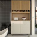 Ver imagem 3 de Cozinha Compacta Luz 1 Gaveta 4 Portas 100% Mdf Amêndoa/off White - Panorama Móveis