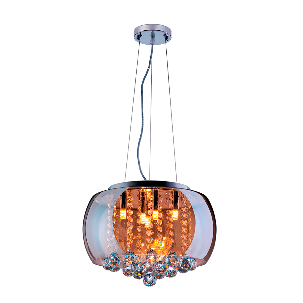 Lustre Pendente Plafon em Vidro e Cristal Attractive 40cm Moderno Quarto Sala Bivolt Âmbar - 5