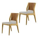 Ver imagem 1 de Kit 2 Cadeiras Decorativas Sala de Jantar Madeira Maciça Bruyne PU/Linho Marrom/Bege - Gran Belo