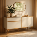 Ver imagem 2 de Aparador Buffet Ravi 161cm Desing Retro Sofisticado com 4 Portas e 1 Gaveta – Perternella:off White/