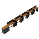 Ver imagem 4 de Conjunto de Escritório Noruega 4 Livreiro 1 Buffet e 5 Mesas 90cm - Via Nossa - Preto e Cedro