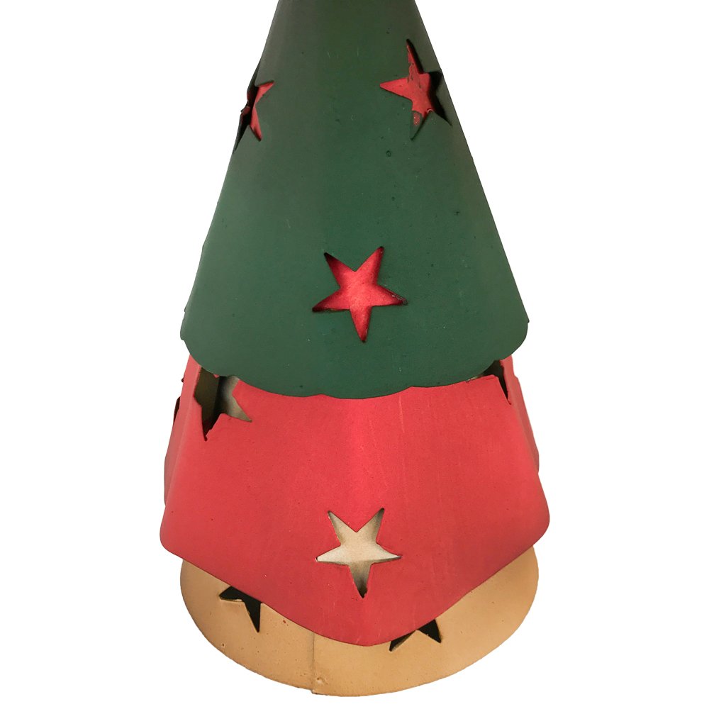 Jogo Com 2 Papai Noel Com Árvore de Natal Iluminada 15,5cm Resina - SALDÃO.  - Papel Mache