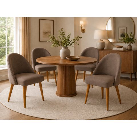 Kit 4 Cadeiras Lua Estofada Moderna Sala de Jantar Suede Marrom