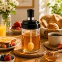 Ver imagem 1 de Meleira de Vidro Dispenser Mel Porta Xarope Calda Pegador Dosador Pote Colmeia Transparente 260ml