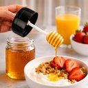Ver imagem 6 de Meleira de Vidro Dispenser Mel Porta Xarope Calda Pegador Dosador Pote Colmeia Transparente 260ml