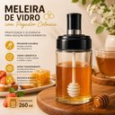 Ver imagem 3 de Meleira de Vidro Dispenser Mel Porta Xarope Calda Pegador Dosador Pote Colmeia Transparente 260ml
