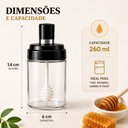 Ver imagem 2 de Meleira de Vidro Dispenser Mel Porta Xarope Calda Pegador Dosador Pote Colmeia Transparente 260ml