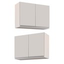 Ver imagem 1 de Kit 2 Armários Aéreo de Cozinha Lavanderia 02 Portas Eva Branco 80 cm - D’Rossi