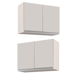 Kit 2 Armários Aéreo de Cozinha Lavanderia 02 Portas Eva Branco 80 cm - D'Rossi DRossi