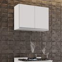 Ver imagem 2 de Kit 2 Armários Aéreo de Cozinha Lavanderia 02 Portas Eva Branco 80 cm - D’Rossi