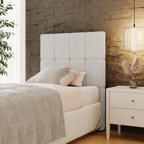 Cabeceira Solteiro 90cm Bouclé Estofada Design Moderno para Quarto Linea