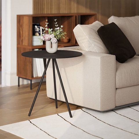 Mesa Lateral Decorativa Gabriela Redonda Preto