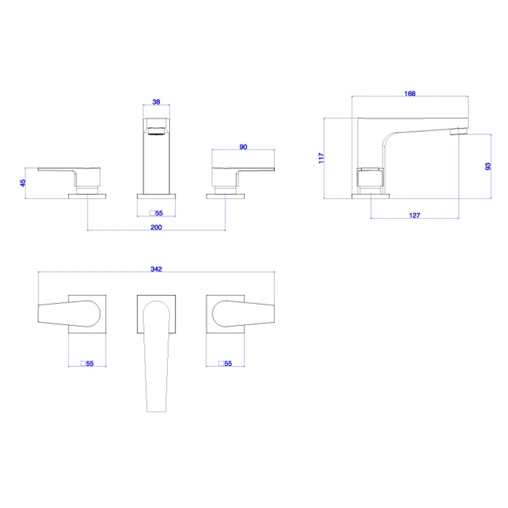 Misturador de Mesa Bica Baixa P/ Lavatorio Level Black Matte Deca Metais - 3