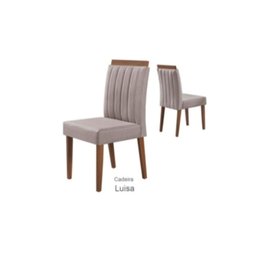 Conjunto 6 Cadeiras Estofadas Luisa pés Madeira Amendoa/Creme - 2