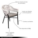 Ver imagem 3 de Kit 6 Cadeiras Área Externa de Alumínio Bear com Corda Naútica Preto/Amêndoa G56 - Gran Belo