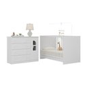 Ver imagem 2 de Berço 3 em 1 para Colchão 130x60cm com Cômoda 1 Porta 4 Gavetas Amora Multimóveis Mp4759 Branco