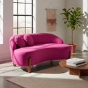 Ver imagem 1 de Namoradeira Sofá Feijão Moscou 130cm Orgânica Veludo Rosa Pink