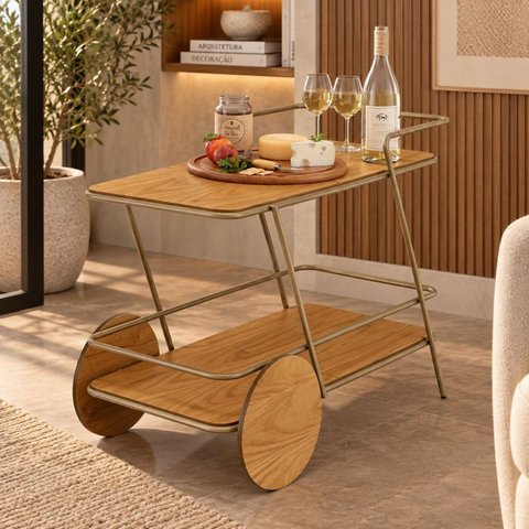 Carrinho Bar Esmeralda Mel | Metal Gold