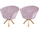 Ver imagem 1 de Kit 2 Poltronas Decorativa Pétala Base Giratória Madeira Suede Rosê Ms Decor