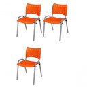 Ver imagem 1 de Cadeira Iso Base Cinza , Escritório Laranja - Kit 3 Un