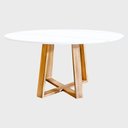 Ver imagem 2 de Mesa de Jantar Livia 90cm Base Madeira Maciça - Branca