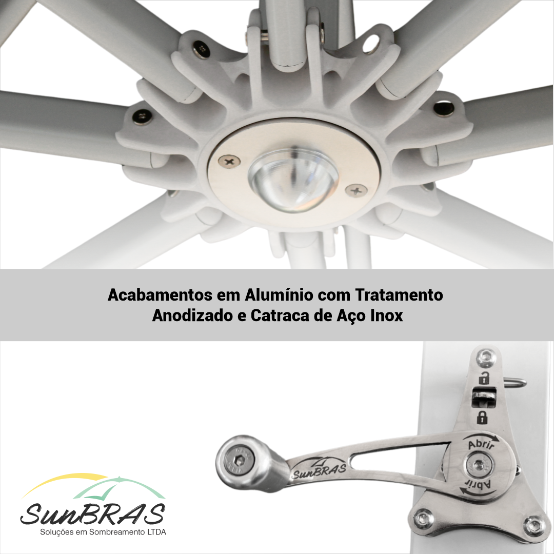 Ombrelone Std Lateral Plus 3.0 Alumínio 42.0.002 Cor: Cinza - 3