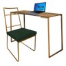 Kit Escritório Cadeira E Mesa Ferro Dourado Mdf Verde Escuro - 3