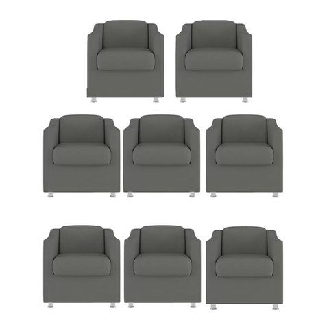 Kit 8 Poltronas Decorativa Reforçada Recepção Clinica Salão Suede Cinza