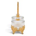 Ver imagem 4 de Porta Geleia Duplo em Vidro com Suporte Dourado e Tampas a: 20cm L: 8cm C: 18cm