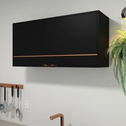 Armário Assis Suspenso Moderno para Cozinha Pret com Cobre - 1