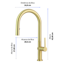 Ver imagem 5 de Misturador Monocomando para Cozinha Auris | Dourado Escovado | Alto Padrão | Bica 360° | Hausbaak