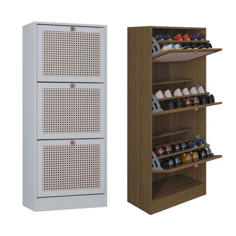 Kit 2 Sapateiras Tropical 3 Portas Multiuso Vertical Poquema