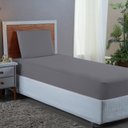 Ver imagem 1 de Conjunto Lençol Cama Solteiro 2 Peças 400 Fios com Elástico e Fronha Toque Macio:cinza