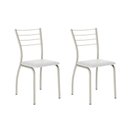 Ver imagem 1 de Cadeira de Cozinha 1700 Kit 2 Un Prata - Assento Courano Branco - Carraro