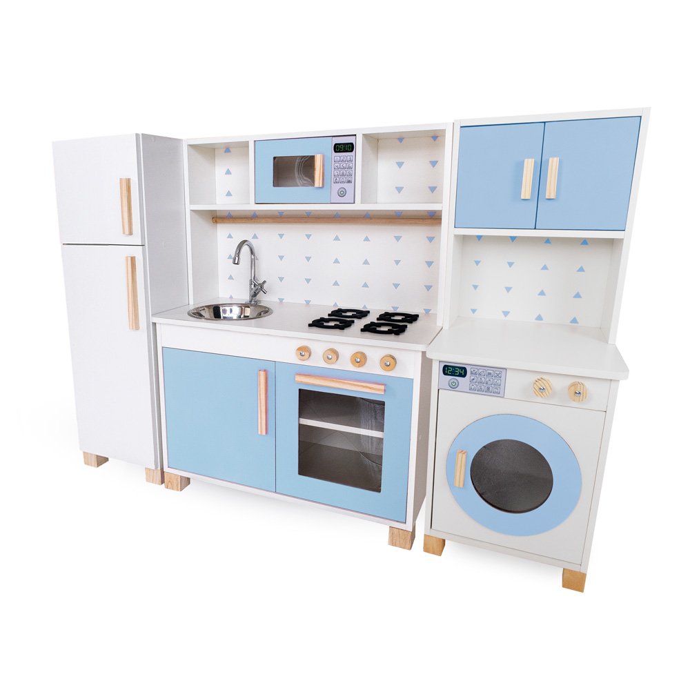 Kit Cozinha Infantil com Geladeira e Máquina de Lavar Eita Casa Perfeita Azul Claro