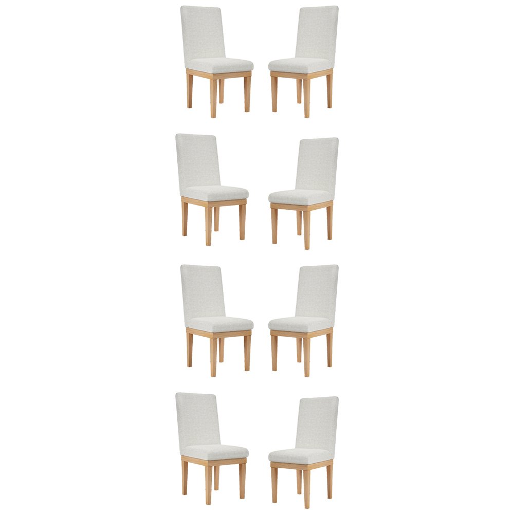KIT 8 Cadeiras de Jantar Reforçadas Estofadas Luxo em Linho Cor:Linho Bege