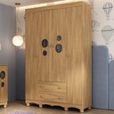 Ver imagem 1 de Guarda-roupa Infantil 122cm com Vidro 4 Portas e 2 Gavetas Suspiro Multimóveis Mp4458 Madeirado