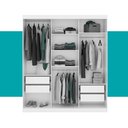 Ver imagem 7 de Guarda-roupa Casal 3 Portas de Correr 4 Gavetas Branco Carraro