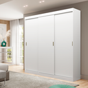Ver imagem 1 de Guarda-roupa Casal 3 Portas de Correr 4 Gavetas Branco Carraro
