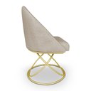 Ver imagem 5 de Kit 04 Cadeiras Poltrona de Jantar Bela Linho Bege Base Metálica Luxo Dourado - Pallazio