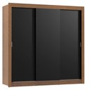 Ver imagem 2 de Guarda-Roupa Casal Madesa Lyon Plus 3 Portas de Correr 4 Gavetas Rustic/Preto Cor:Rustic/Preto