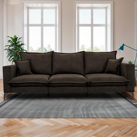 Sofá 3 Lugares Modular Boma 2,40m Boucle Marrom Sofá Inbox