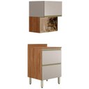Ver imagem 1 de Balcao Tampo e Armario Aereo Vidro 60 Cm Mdf Proenca Nogueira Nude Prime Demartez