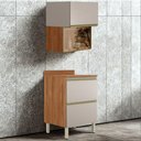 Ver imagem 2 de Balcao Tampo e Armario Aereo Vidro 60 Cm Mdf Proenca Nogueira Nude Prime Demartez