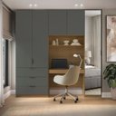 Ver imagem 1 de Guarda Roupa Modular 5 Portas com Mesa e Espelho Altezza Clean Belmax:Freijó/Titânio