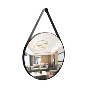 Espelho Decorativo Redondo 60cm com Alça Preto Banheiro Sala Hall