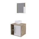 Ver imagem 2 de Conjunto para Banheiro Gabinete com Cuba Redonda R30 e Espelheira Soft 500W Marrom/Nogal c/Branco Ch