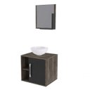 Ver imagem 2 de Conjunto para Banheiro Gabinete com Cuba Redonda R30 e Espelheira Soft 500W Marrom/Carvalho Dark c/P